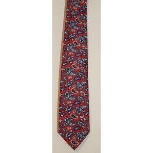 Vtg Churchill Collection Red 100% Silk Men's Tie, Blue Paisley Print, SO NICE!
